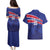 Custom Haiti Football Couples Matching Puletasi and Hawaiian Shirt Les Grenadiers - Royal Palm - Wonder Print Shop