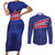 Custom Haiti Football Couples Matching Short Sleeve Bodycon Dress and Long Sleeve Button Shirt Les Grenadiers - Royal Palm - Wonder Print Shop