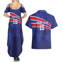 Custom Haiti Football Couples Matching Summer Maxi Dress and Hawaiian Shirt Les Grenadiers - Royal Palm - Wonder Print Shop