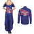Custom Haiti Football Couples Matching Summer Maxi Dress and Long Sleeve Button Shirt Les Grenadiers - Royal Palm - Wonder Print Shop