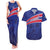 Custom Haiti Football Couples Matching Tank Maxi Dress and Hawaiian Shirt Les Grenadiers - Royal Palm - Wonder Print Shop