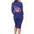 Custom Haiti Football Family Matching Long Sleeve Bodycon Dress and Hawaiian Shirt Les Grenadiers - Royal Palm - Wonder Print Shop
