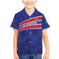 Custom Haiti Football Family Matching Mermaid Dress and Hawaiian Shirt Les Grenadiers - Royal Palm - Wonder Print Shop