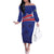 Custom Haiti Football Family Matching Off The Shoulder Long Sleeve Dress and Hawaiian Shirt Les Grenadiers - Royal Palm - Wonder Print Shop