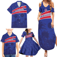 Custom Haiti Football Family Matching Summer Maxi Dress and Hawaiian Shirt Les Grenadiers - Royal Palm - Wonder Print Shop