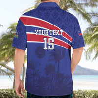 Custom Haiti Football Hawaiian Shirt Les Grenadiers - Royal Palm - Wonder Print Shop