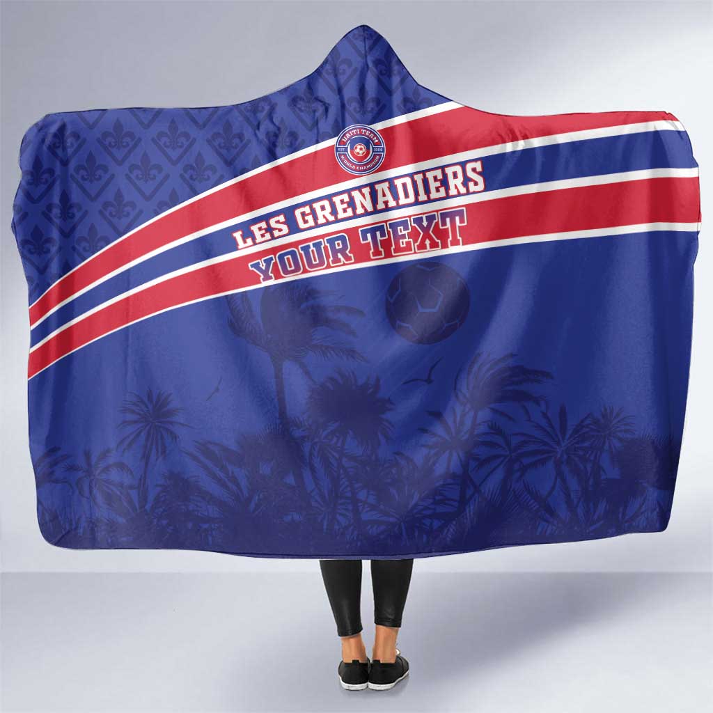 Custom Haiti Football Hooded Blanket Les Grenadiers - Royal Palm