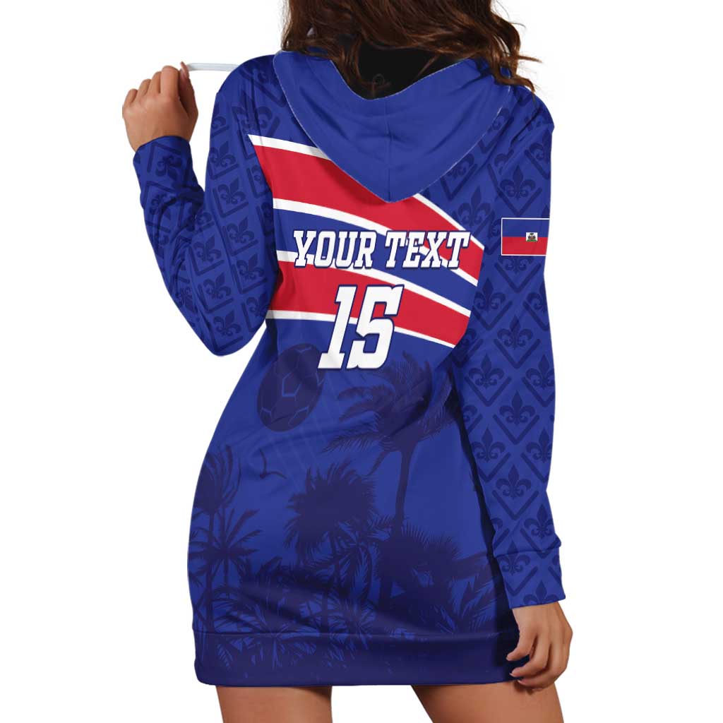 Custom Haiti Football Hoodie Dress Les Grenadiers - Royal Palm - Wonder Print Shop