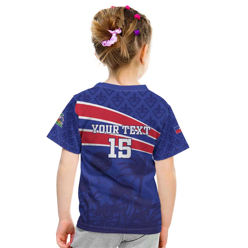Custom Haiti Football Kid T Shirt Les Grenadiers - Royal Palm - Wonder Print Shop