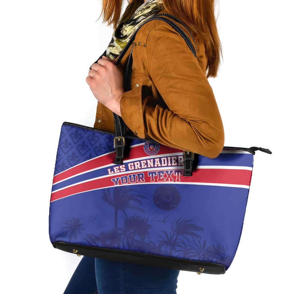 Custom Haiti Football Leather Tote Bag Les Grenadiers - Royal Palm - Wonder Print Shop
