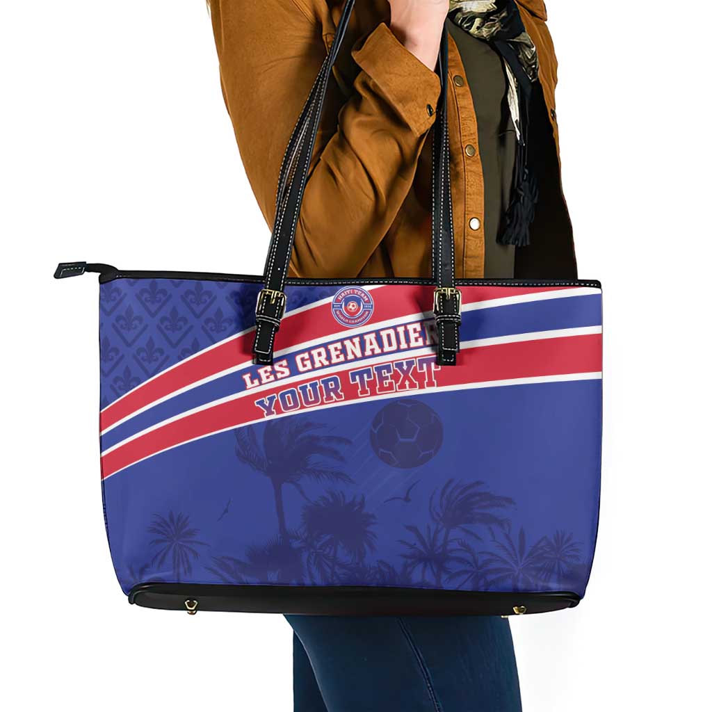 Custom Haiti Football Leather Tote Bag Les Grenadiers - Royal Palm - Wonder Print Shop