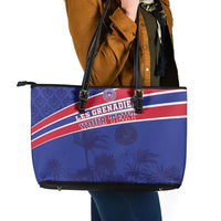 Custom Haiti Football Leather Tote Bag Les Grenadiers - Royal Palm - Wonder Print Shop