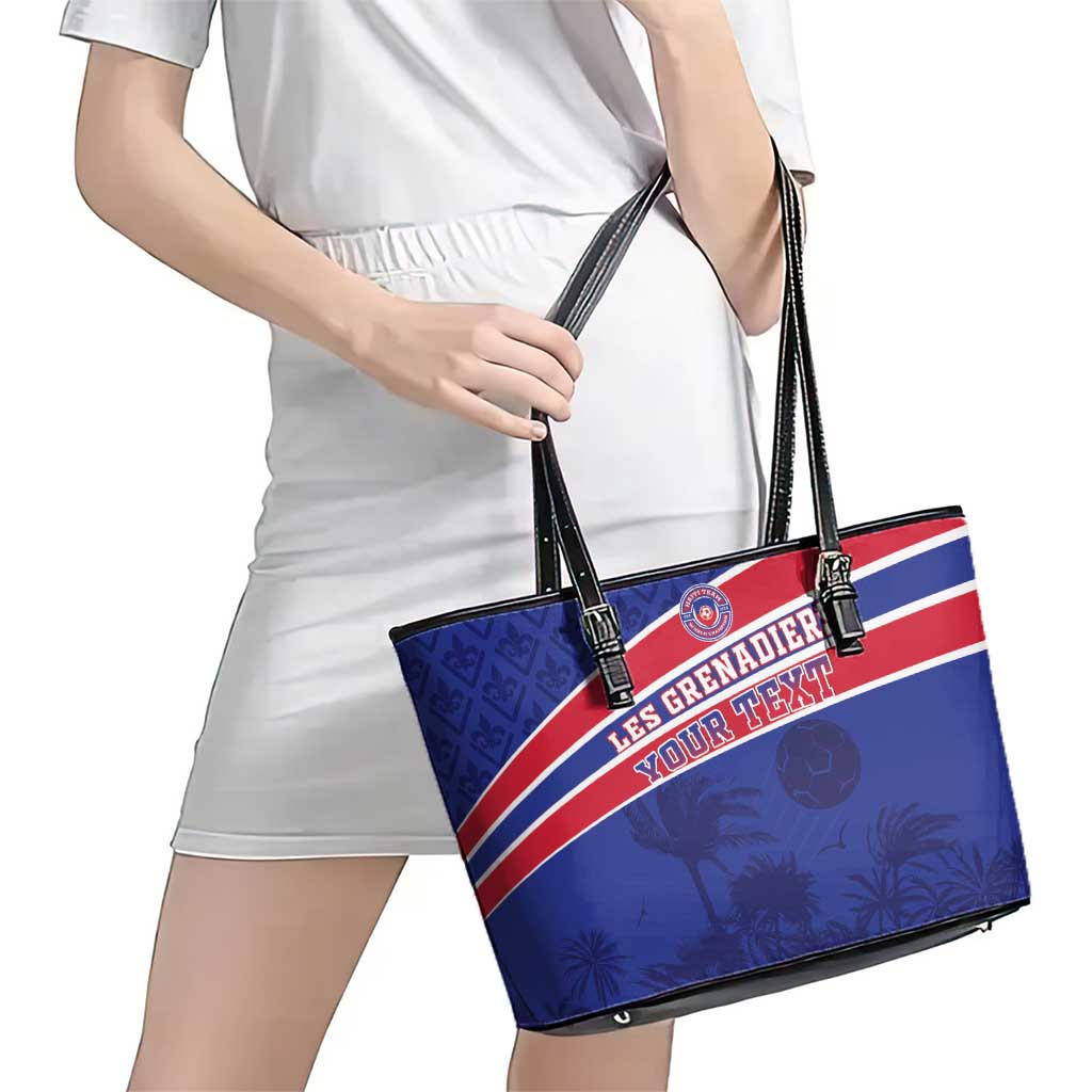 Custom Haiti Football Leather Tote Bag Les Grenadiers - Royal Palm - Wonder Print Shop