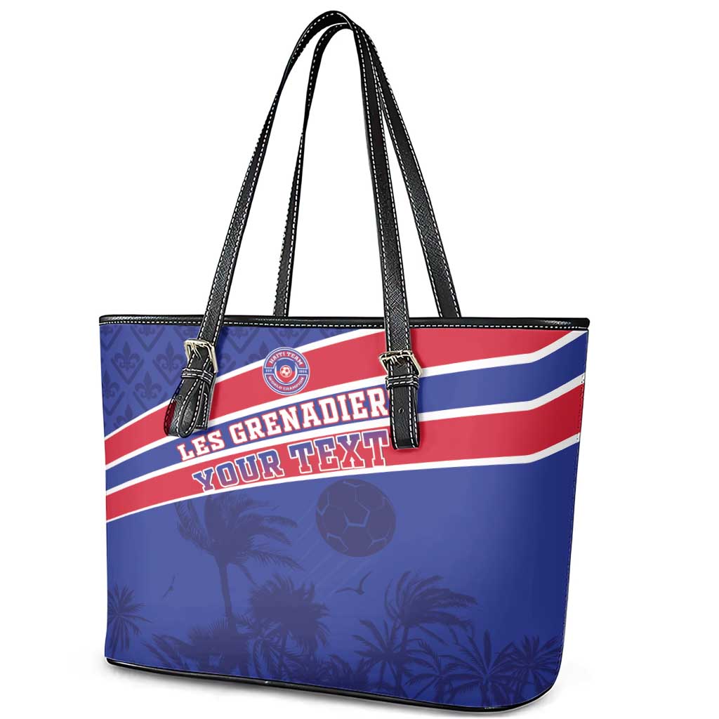 Custom Haiti Football Leather Tote Bag Les Grenadiers - Royal Palm - Wonder Print Shop