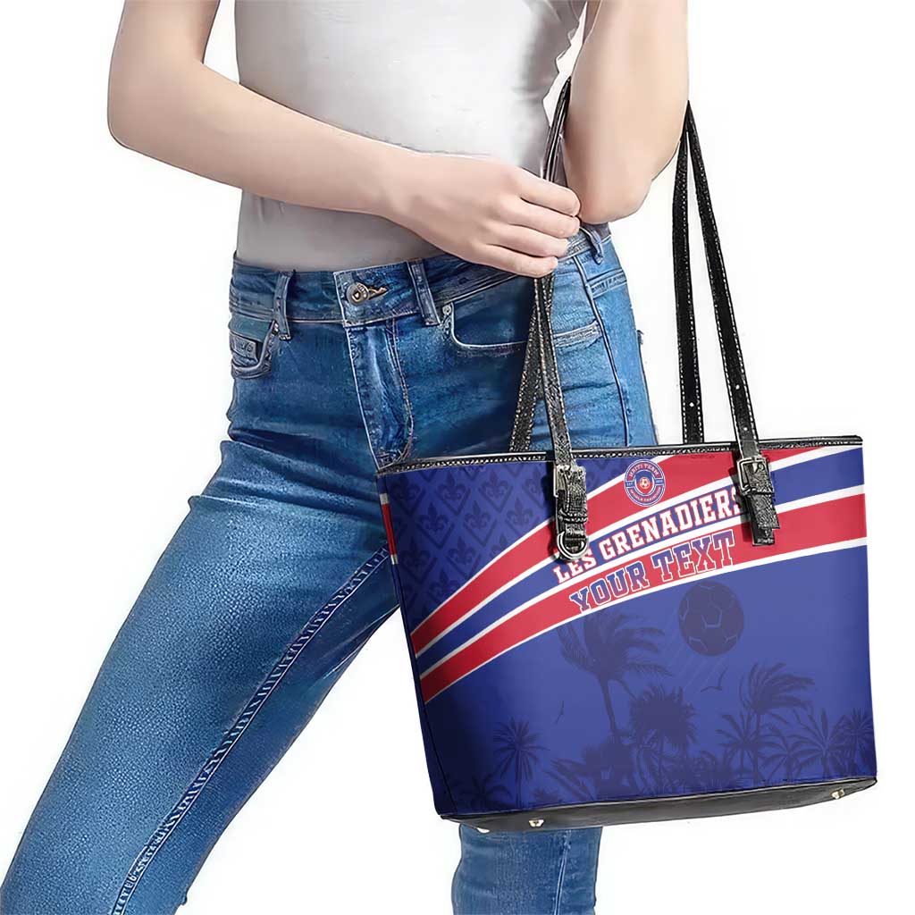 Custom Haiti Football Leather Tote Bag Les Grenadiers - Royal Palm - Wonder Print Shop