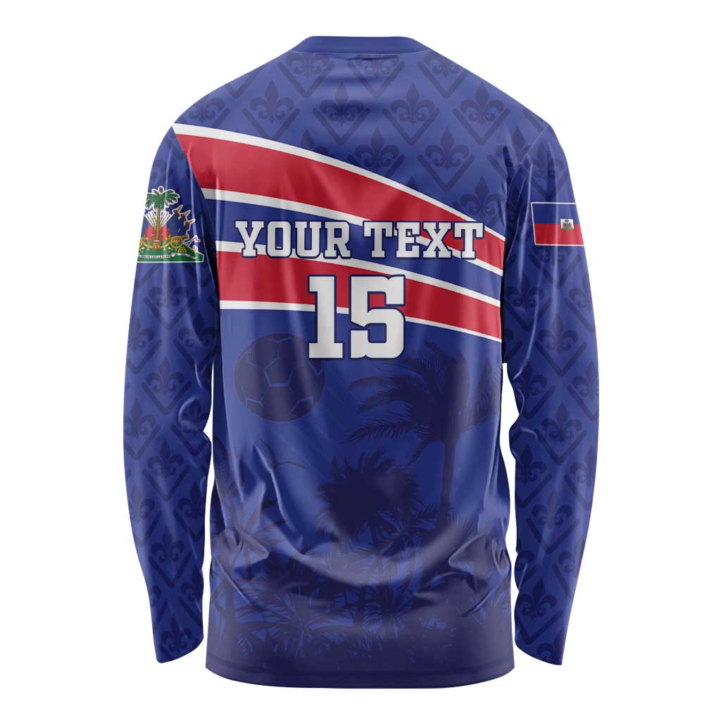 Custom Haiti Football Long Sleeve Shirt Les Grenadiers - Royal Palm - Wonder Print Shop