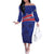 Custom Haiti Football Off The Shoulder Long Sleeve Dress Les Grenadiers - Royal Palm - Wonder Print Shop