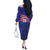 Custom Haiti Football Off The Shoulder Long Sleeve Dress Les Grenadiers - Royal Palm - Wonder Print Shop