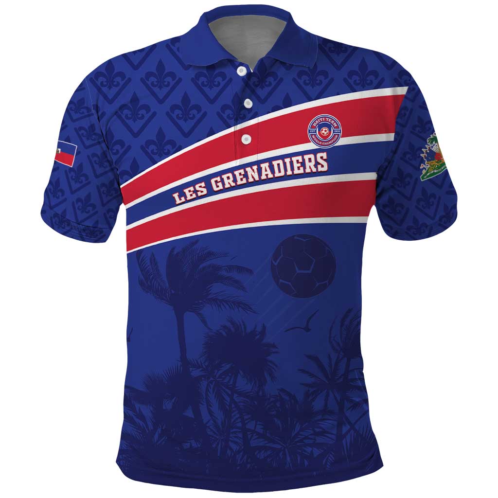 Custom Haiti Football Polo Shirt Les Grenadiers - Royal Palm - Wonder Print Shop