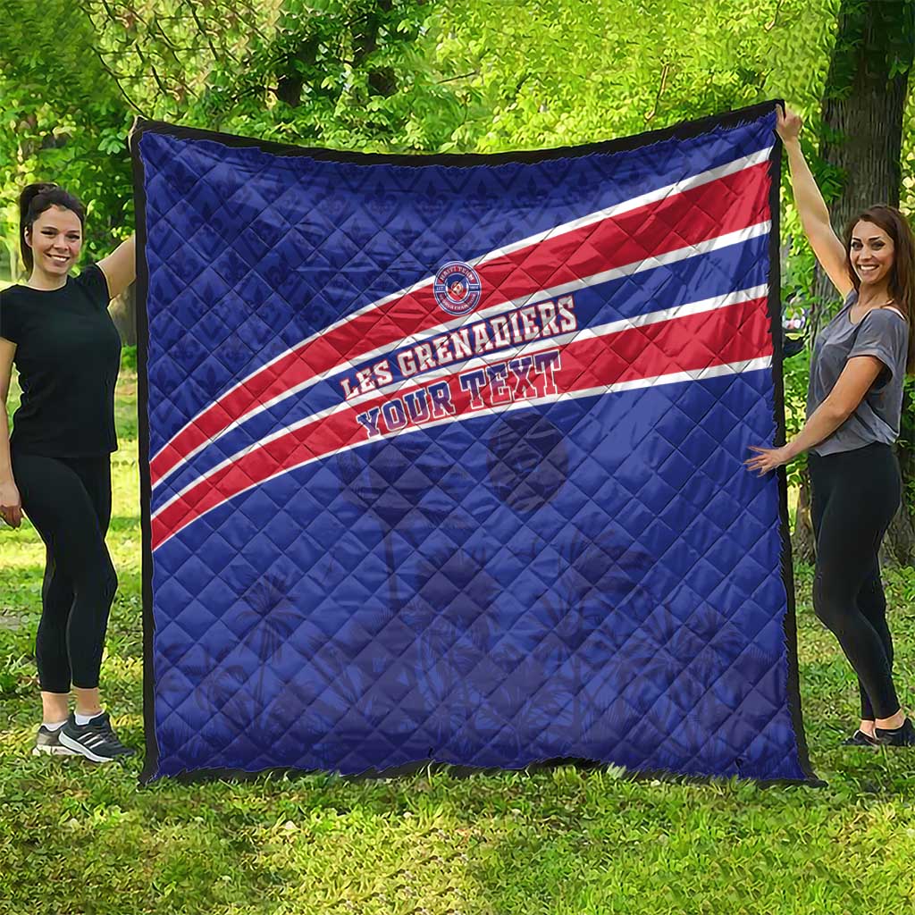 Custom Haiti Football Quilt Les Grenadiers - Royal Palm - Wonder Print Shop