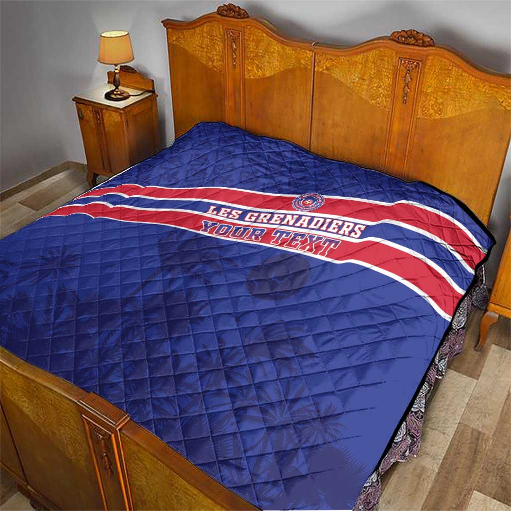 Custom Haiti Football Quilt Les Grenadiers - Royal Palm - Wonder Print Shop