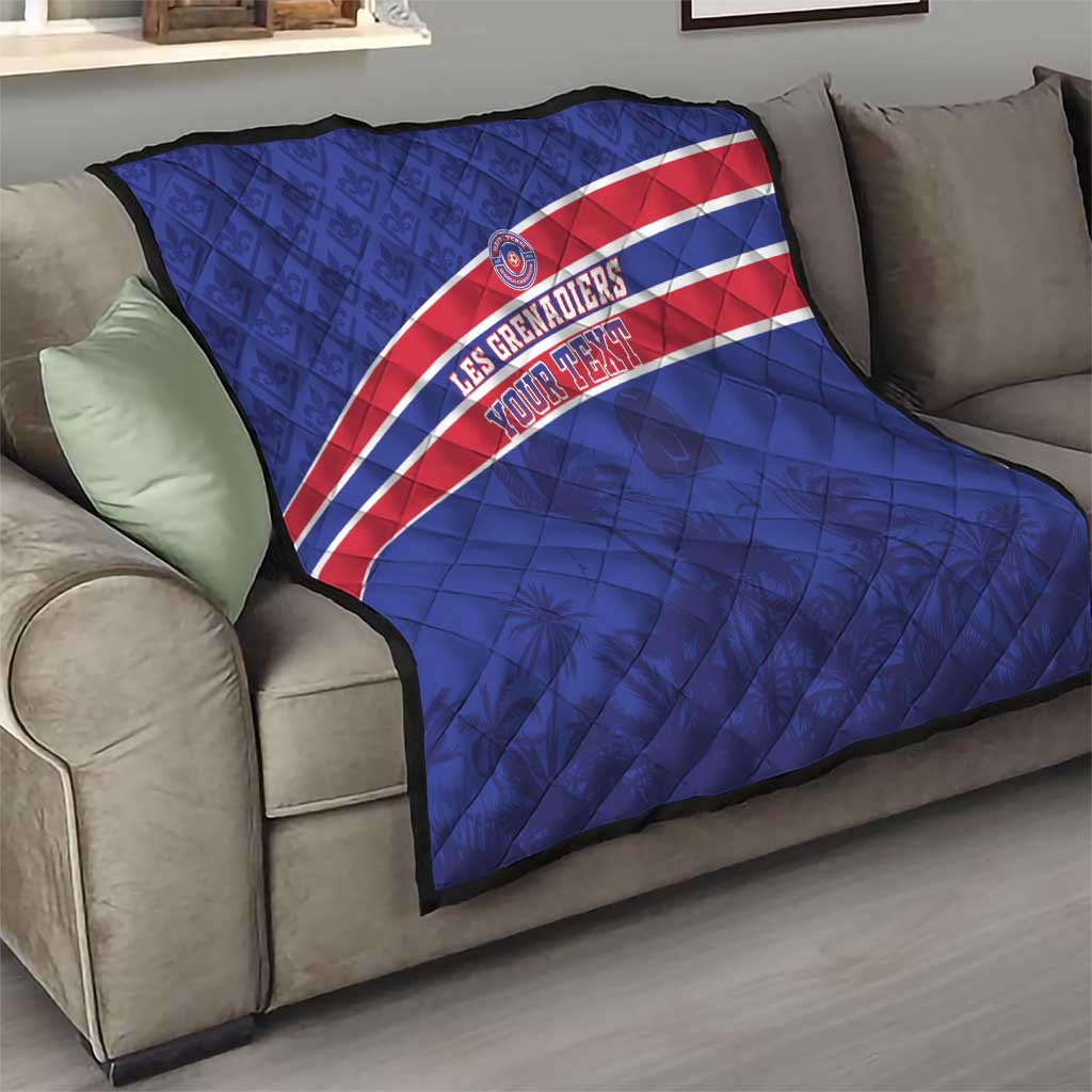 Custom Haiti Football Quilt Les Grenadiers - Royal Palm - Wonder Print Shop