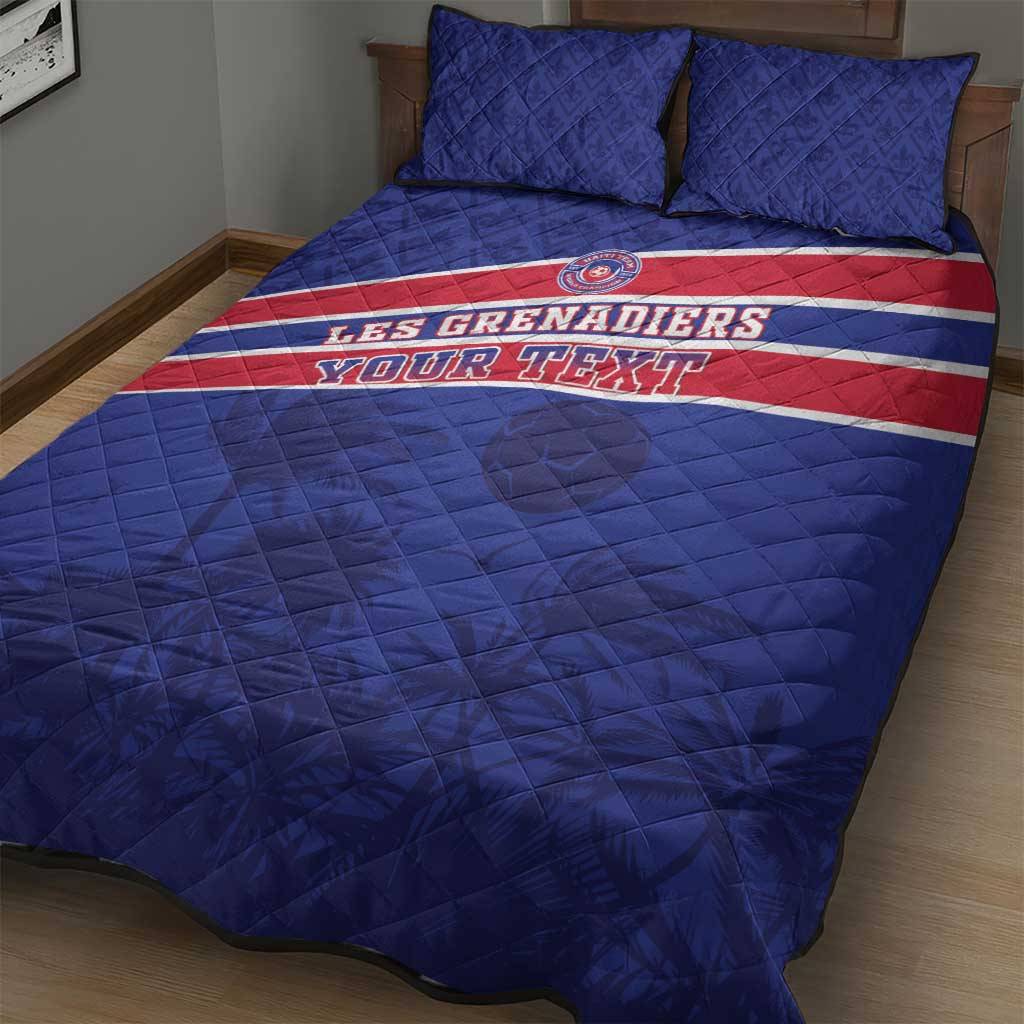 Custom Haiti Football Quilt Bed Set Les Grenadiers - Royal Palm - Wonder Print Shop