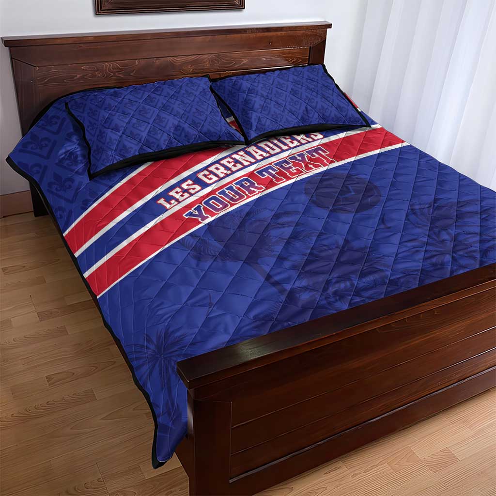 Custom Haiti Football Quilt Bed Set Les Grenadiers - Royal Palm - Wonder Print Shop