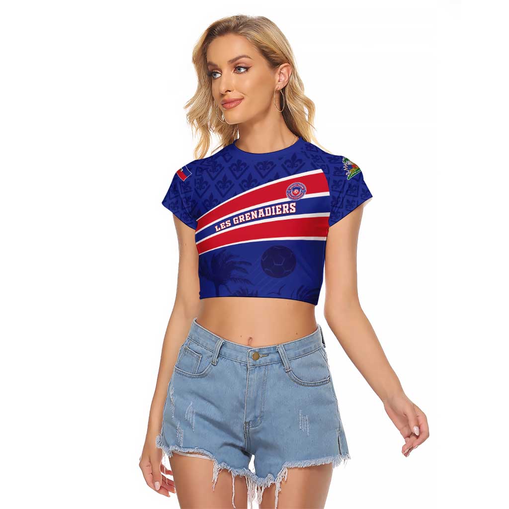 Custom Haiti Football Raglan Cropped T Shirt Les Grenadiers - Royal Palm - Wonder Print Shop