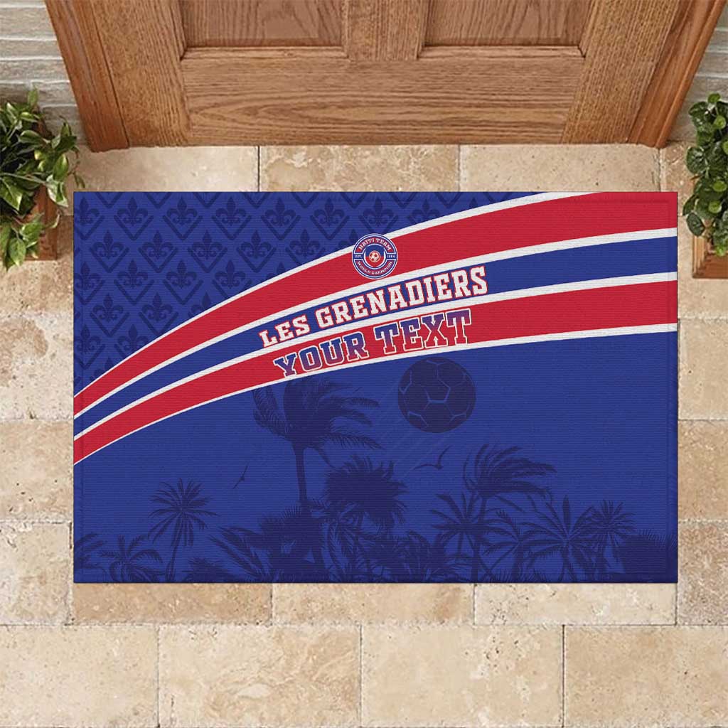 Custom Haiti Football Rubber Doormat Les Grenadiers - Royal Palm - Wonder Print Shop