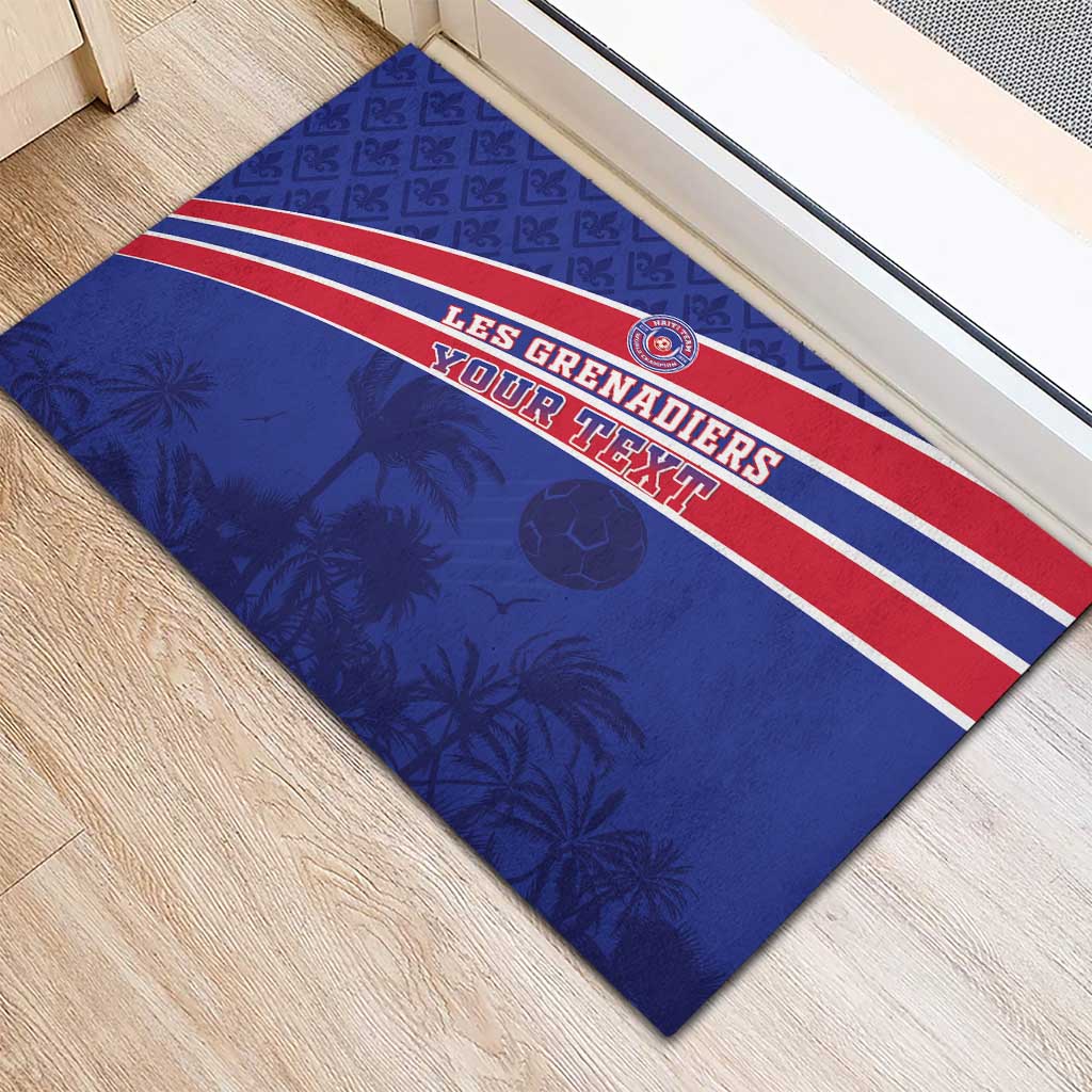 Custom Haiti Football Rubber Doormat Les Grenadiers - Royal Palm - Wonder Print Shop