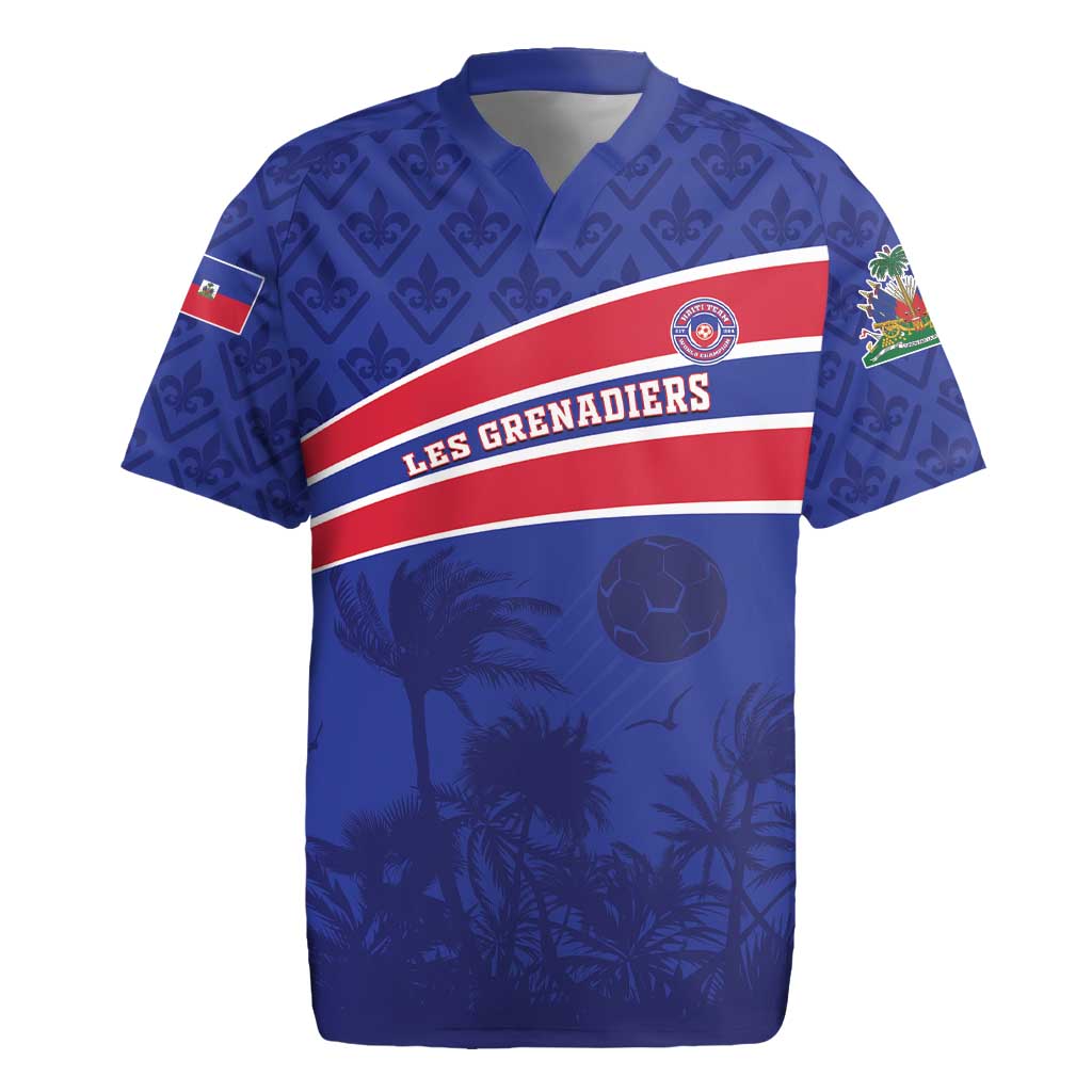 Custom Haiti Football Rugby Jersey Les Grenadiers - Royal Palm - Wonder Print Shop