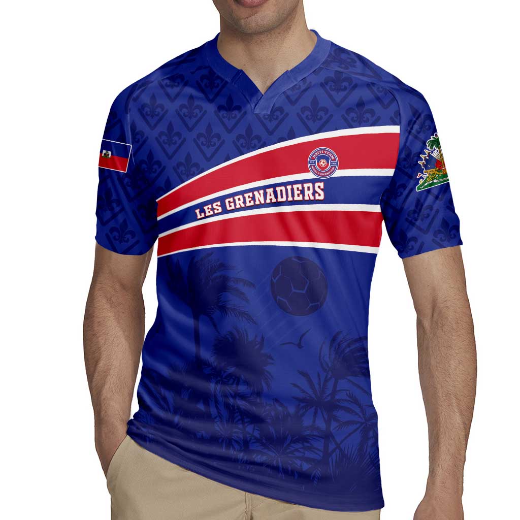 Custom Haiti Football Rugby Jersey Les Grenadiers - Royal Palm - Wonder Print Shop