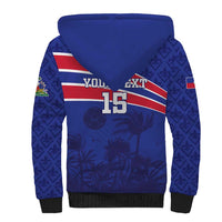 Custom Haiti Football Sherpa Hoodie Les Grenadiers - Royal Palm - Wonder Print Shop