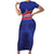 Custom Haiti Football Short Sleeve Bodycon Dress Les Grenadiers - Royal Palm - Wonder Print Shop
