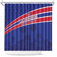 Custom Haiti Football Shower Curtain Les Grenadiers - Royal Palm