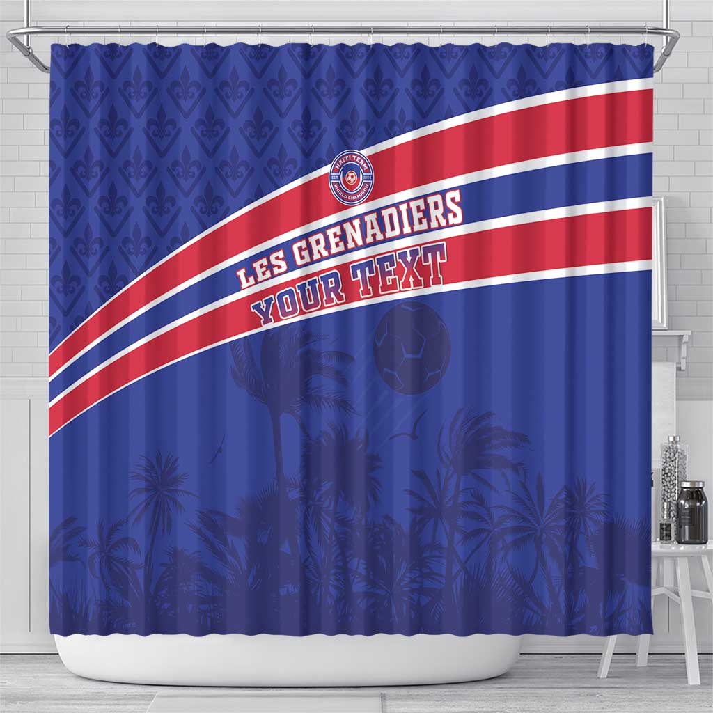 Custom Haiti Football Shower Curtain Les Grenadiers - Royal Palm