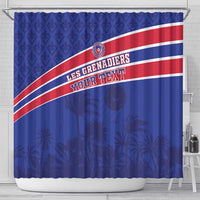 Custom Haiti Football Shower Curtain Les Grenadiers - Royal Palm