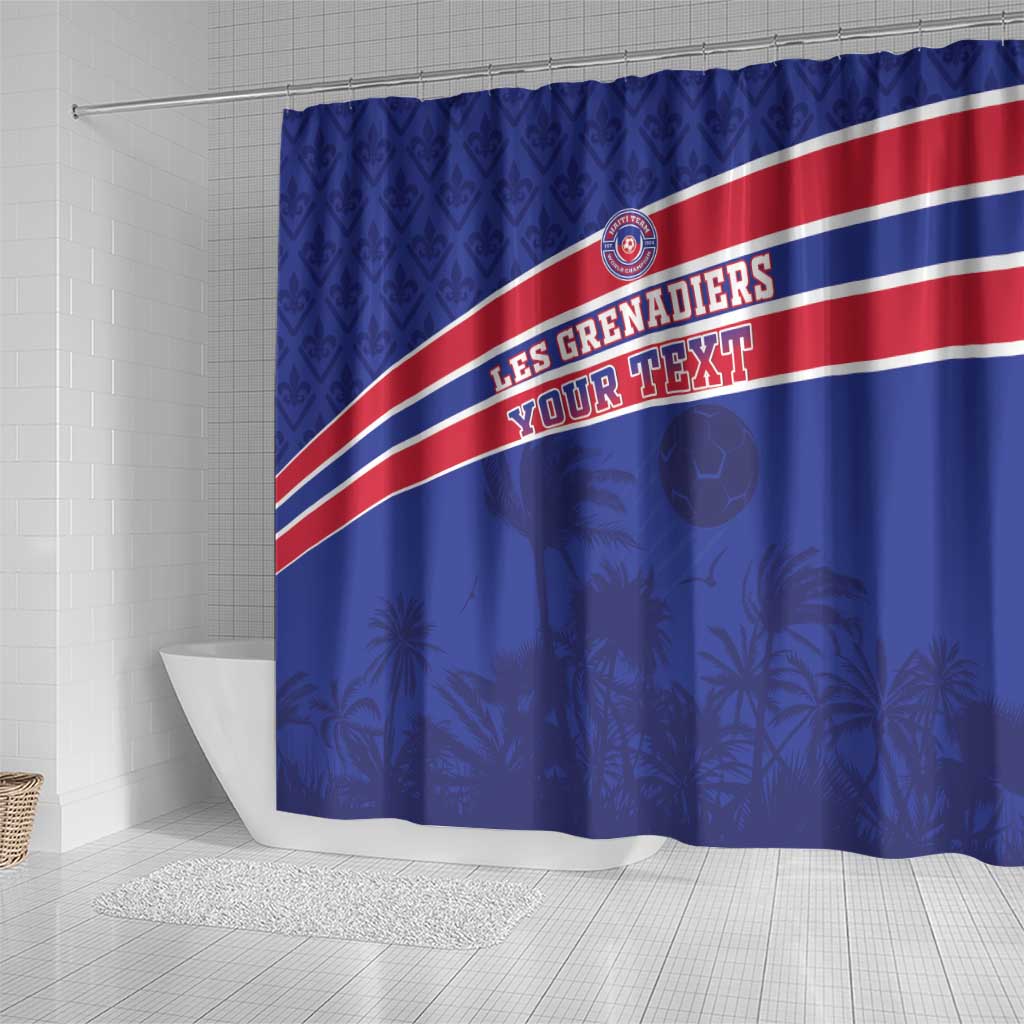 Custom Haiti Football Shower Curtain Les Grenadiers - Royal Palm