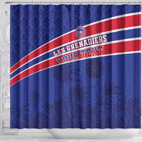 Custom Haiti Football Shower Curtain Les Grenadiers - Royal Palm