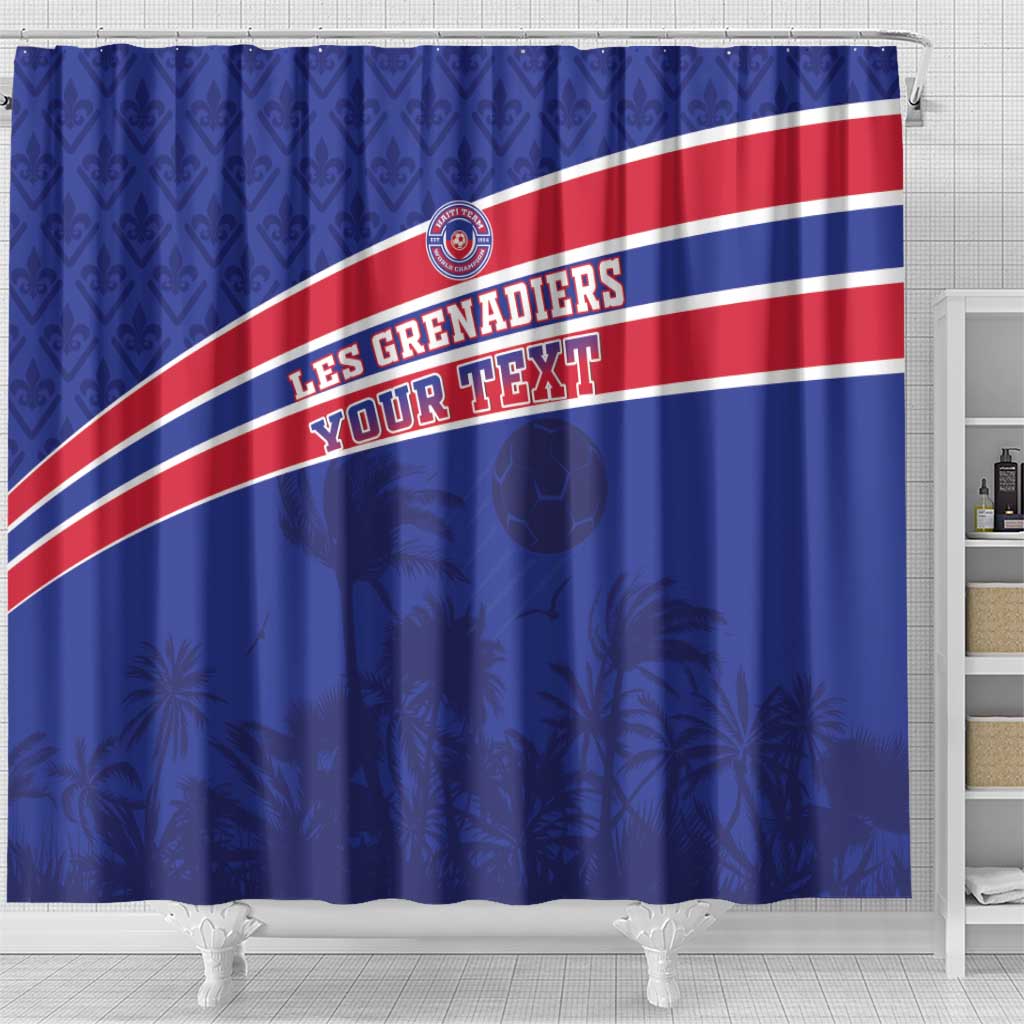 Custom Haiti Football Shower Curtain Les Grenadiers - Royal Palm