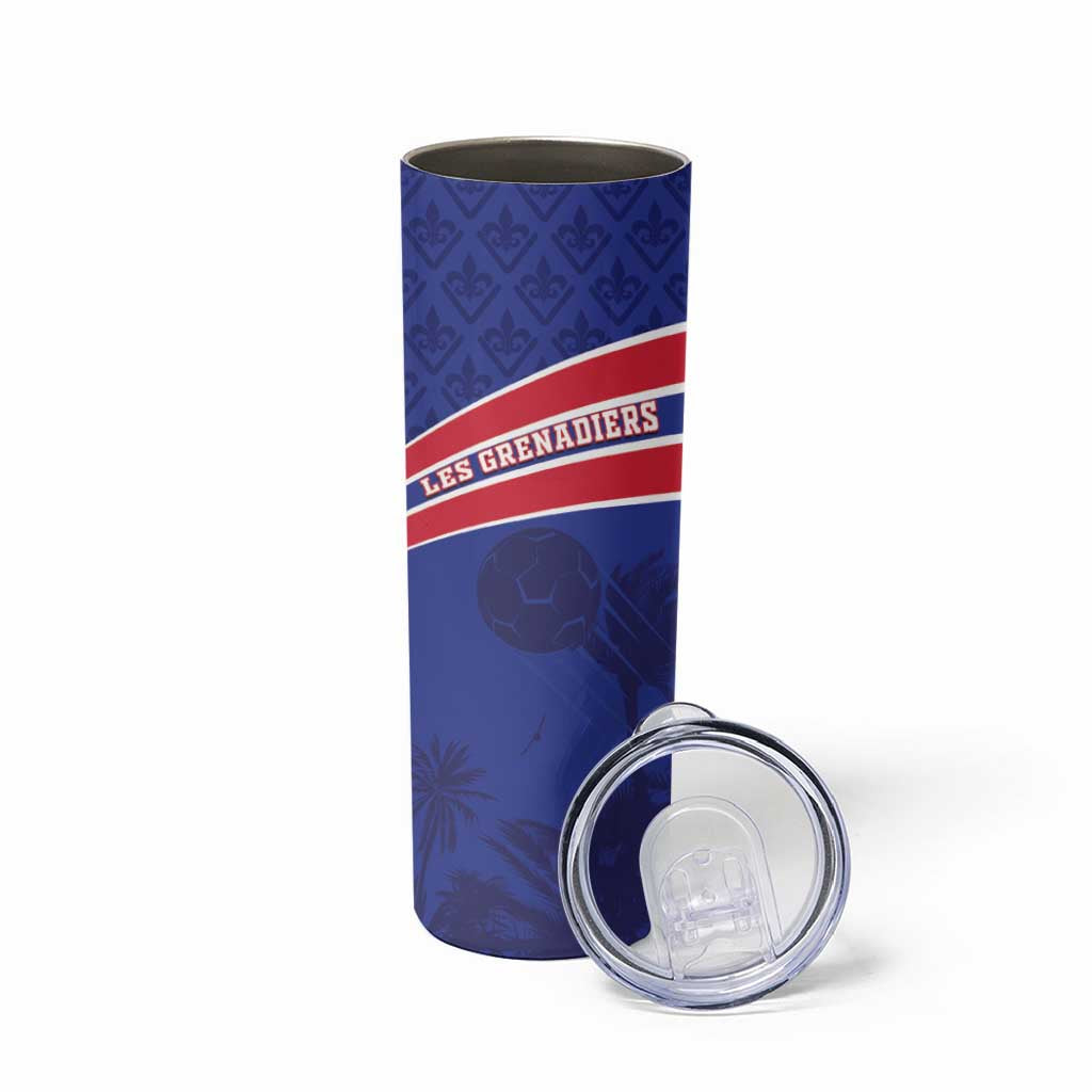 Custom Haiti Football Skinny Tumbler Les Grenadiers - Royal Palm - Wonder Print Shop