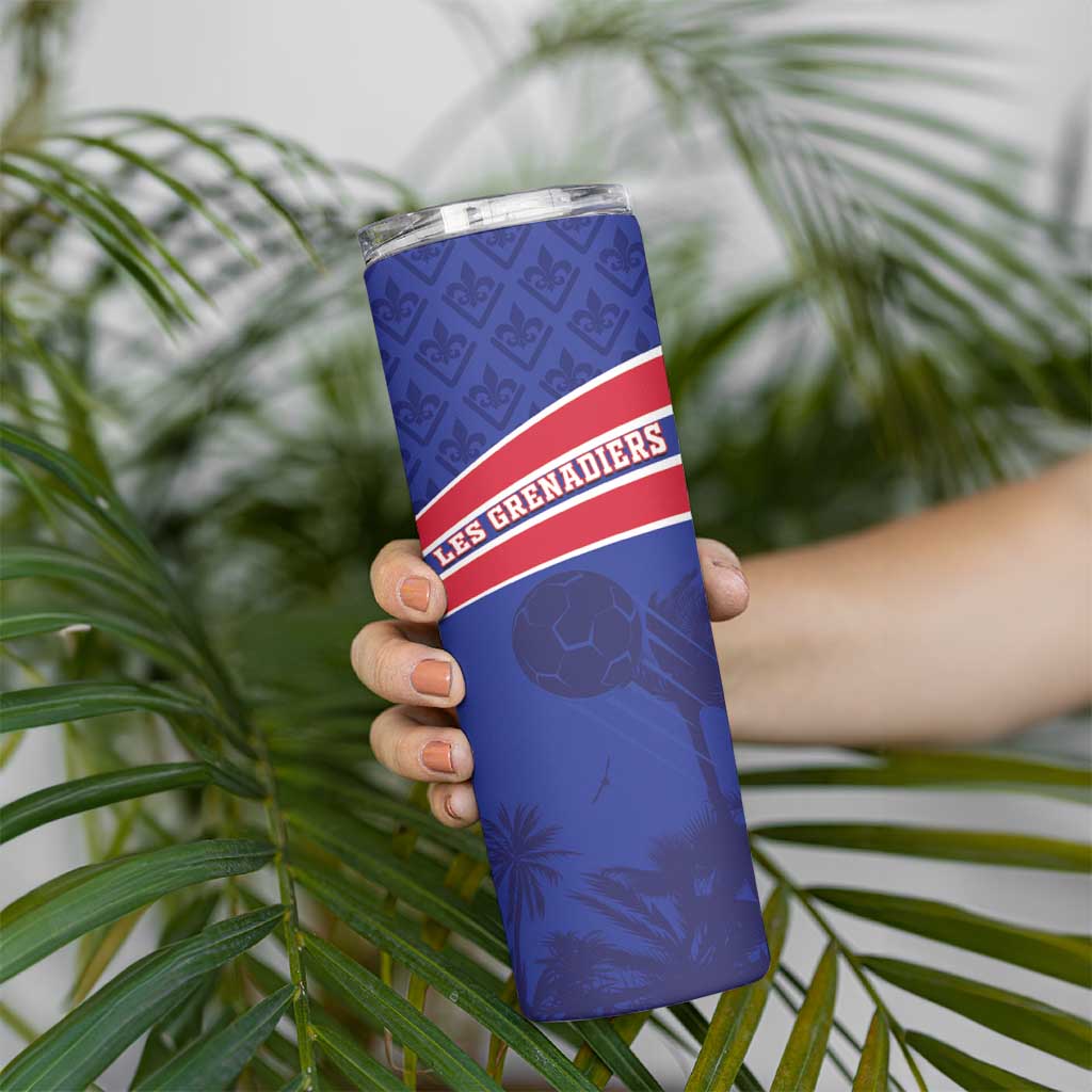Custom Haiti Football Skinny Tumbler Les Grenadiers - Royal Palm - Wonder Print Shop