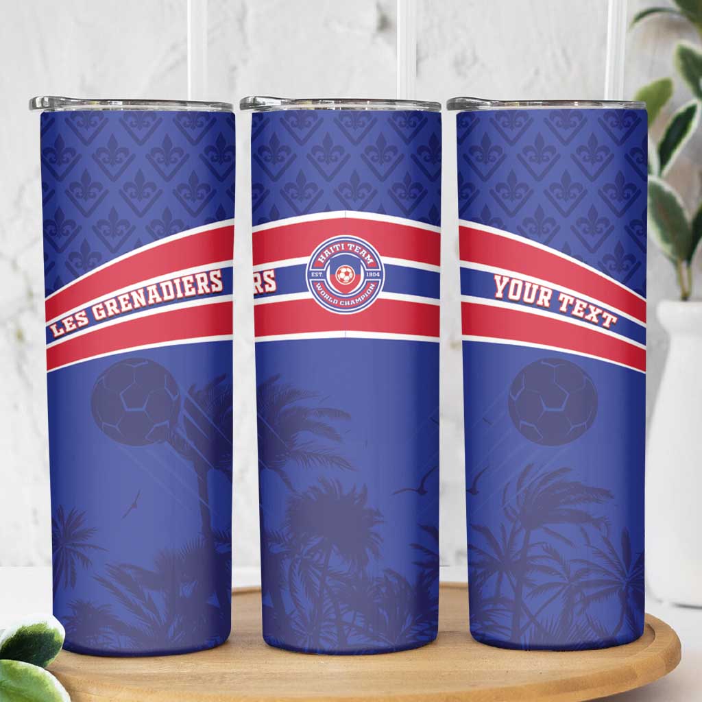 Custom Haiti Football Skinny Tumbler Les Grenadiers - Royal Palm - Wonder Print Shop