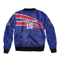 Custom Haiti Football Sleeve Zip Bomber Jacket Les Grenadiers - Royal Palm - Wonder Print Shop