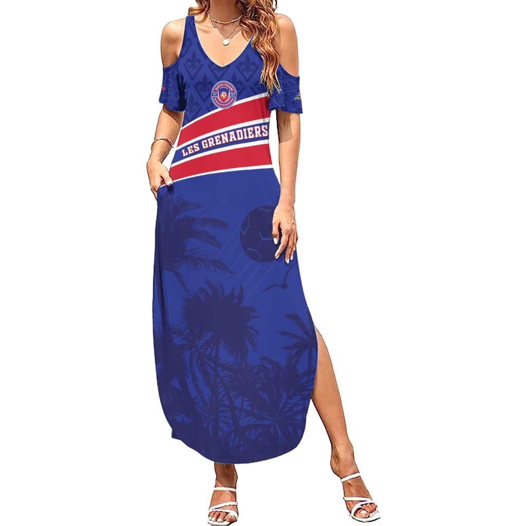 Custom Haiti Football Summer Maxi Dress Les Grenadiers - Royal Palm - Wonder Print Shop