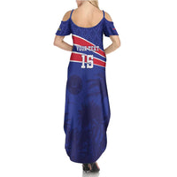 Custom Haiti Football Summer Maxi Dress Les Grenadiers - Royal Palm - Wonder Print Shop