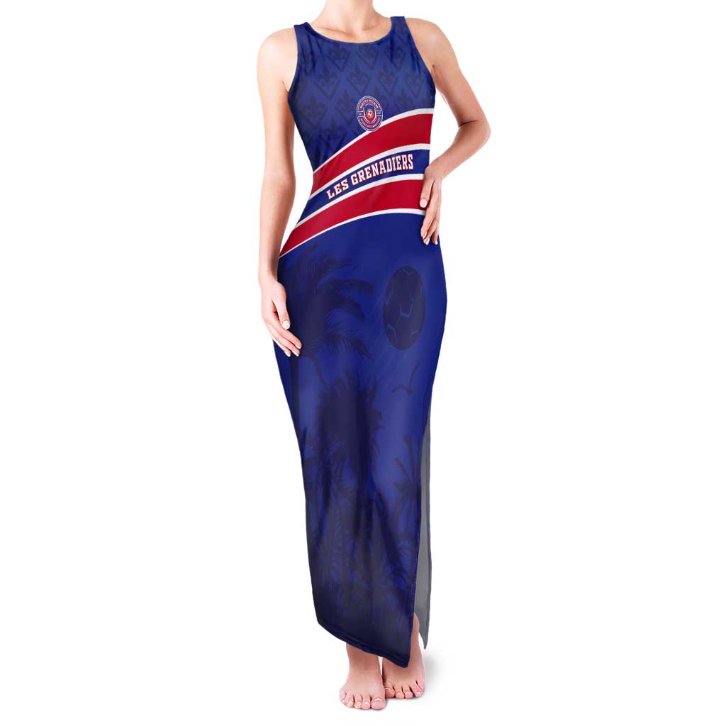 Custom Haiti Football Tank Maxi Dress Les Grenadiers - Royal Palm - Wonder Print Shop