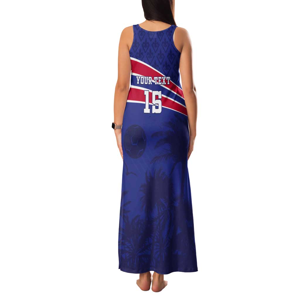 Custom Haiti Football Tank Maxi Dress Les Grenadiers - Royal Palm - Wonder Print Shop