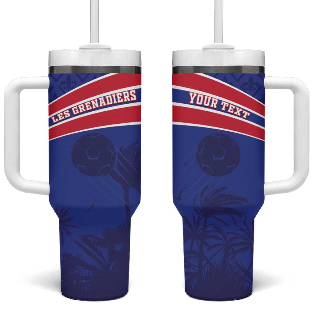 Custom Haiti Football Tumbler With Handle Les Grenadiers - Royal Palm - Wonder Print Shop